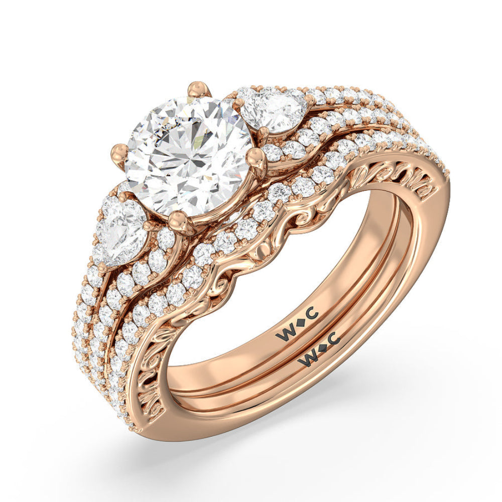Galleria Ornate Vintage Engagement Ring with Oval Cut Diamond in 14KT Rose Gold view 6
