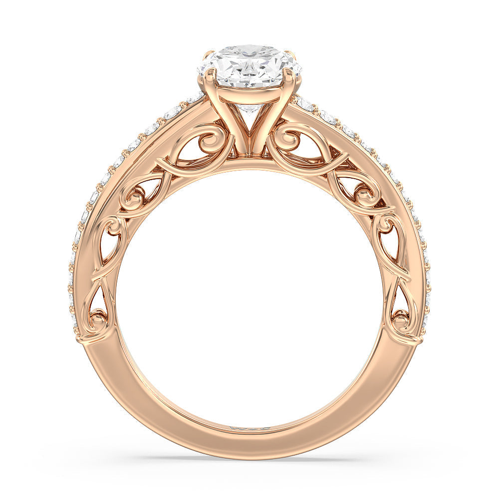 Galleria Vintage Filigree Engagement Ring with Oval Cut Diamond in 14KT Rose Gold view 2
