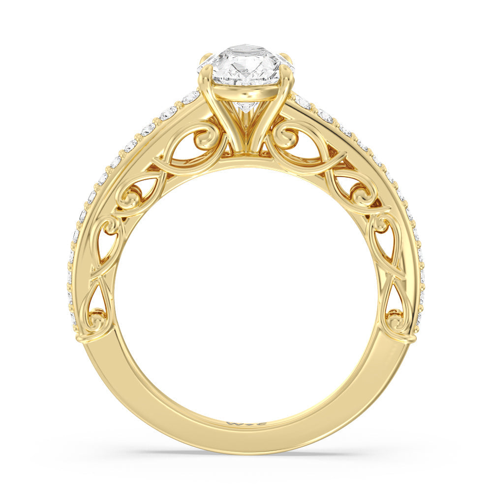 Galleria Vintage Filigree Engagement Ring with Pear Cut Diamond in 14KT Yellow Gold view 2

