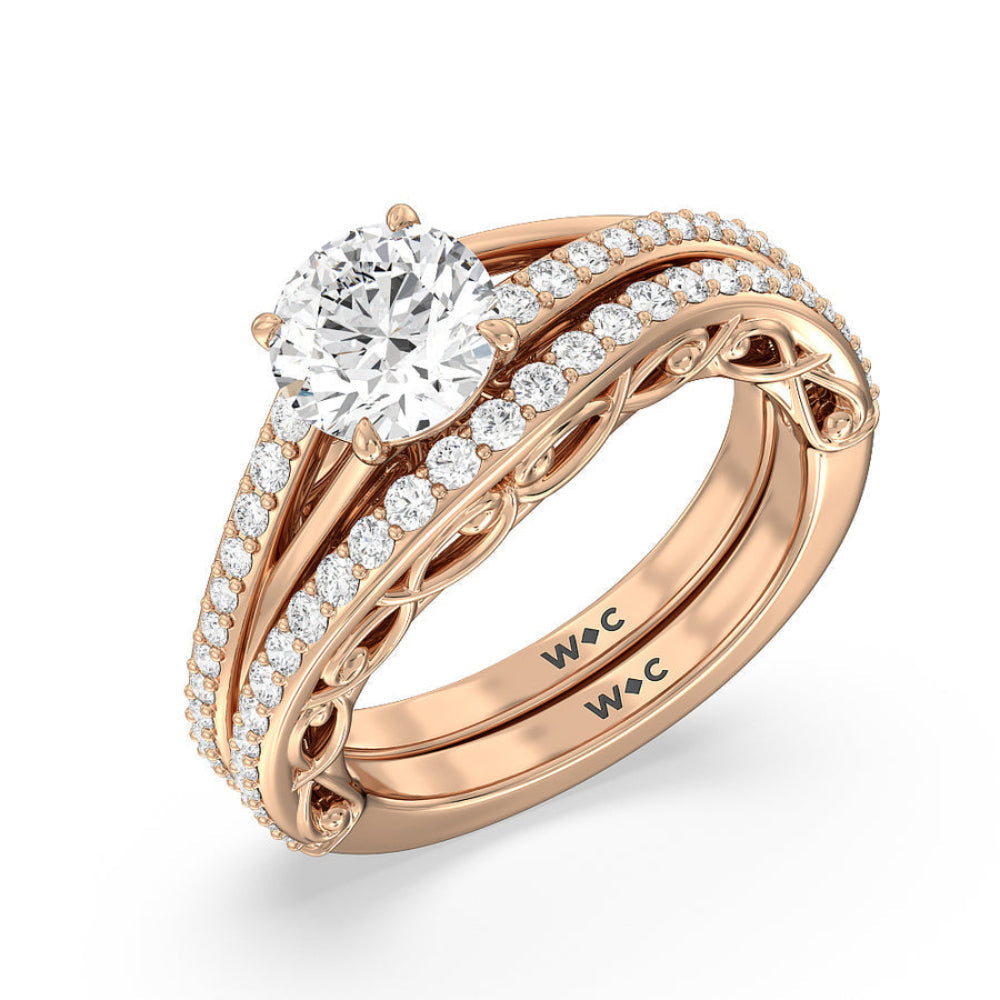 Galleria Vintage Filigree Engagement Ring with Oval Cut Diamond in 14KT Rose Gold view 6
