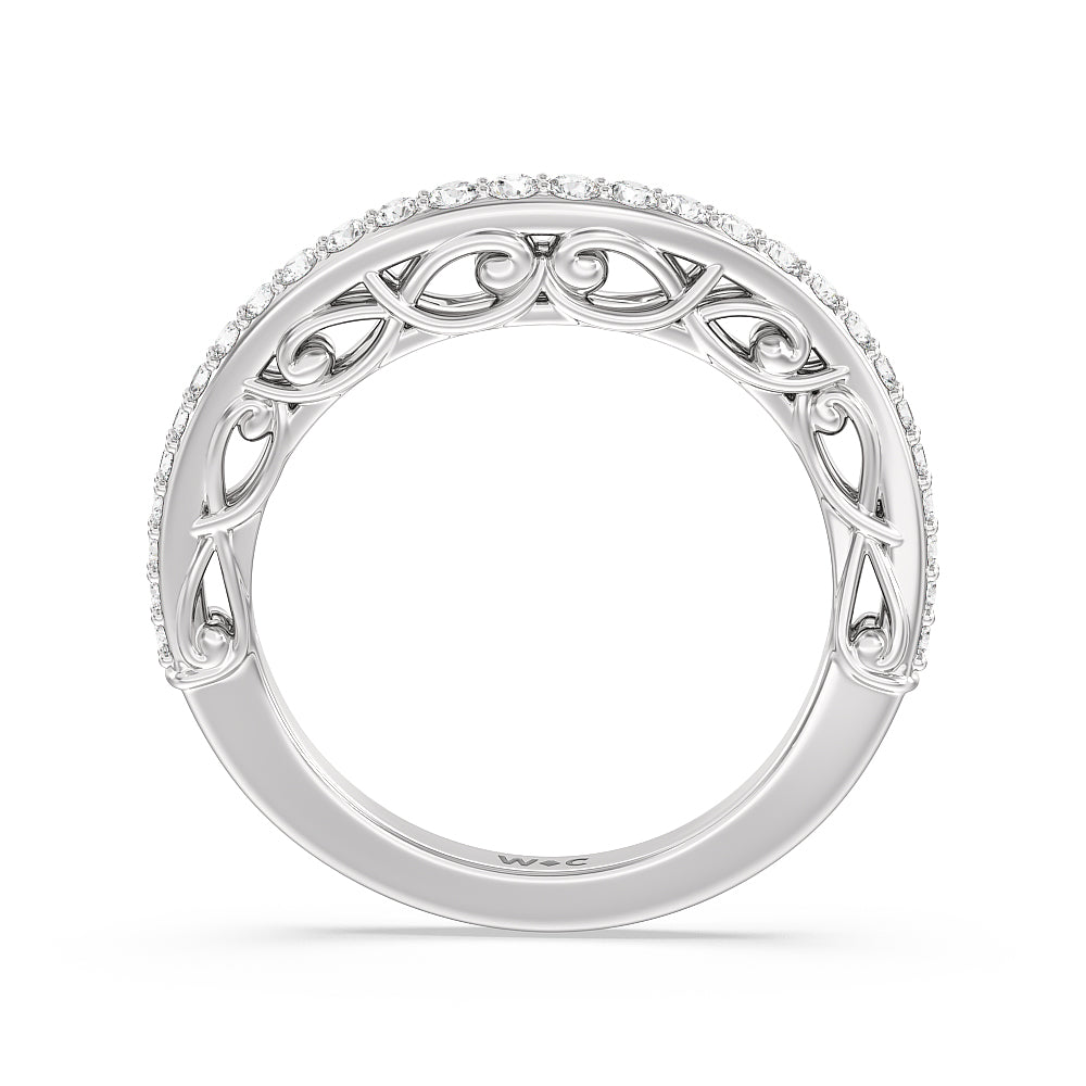 Galleria Vintage Filigree Diamond Wedding Band with Platinum Cut Diamond in 14KT Platinum view 2
