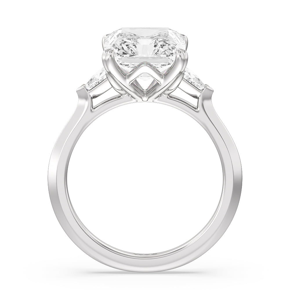 Radiant Cut Elegance Trillion Three Stone Engagement Ring with Lab Grown Diamond in 14KT Platinum view 3
