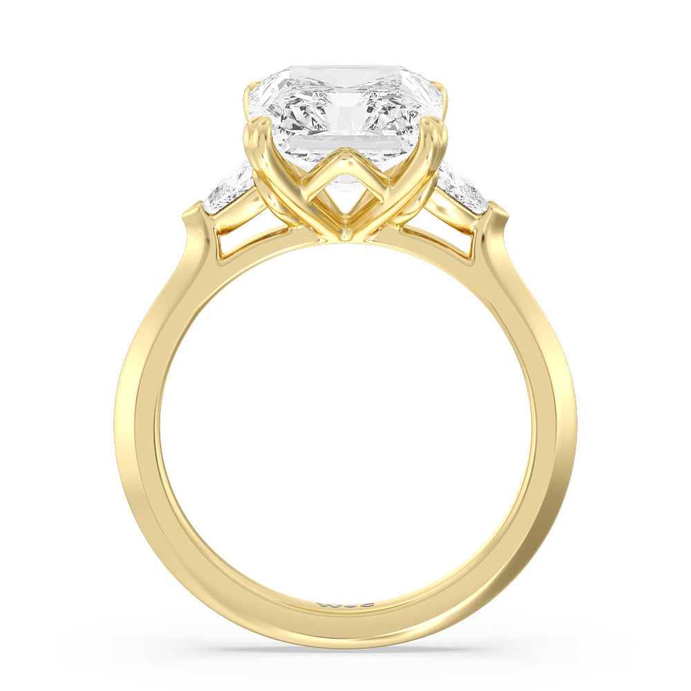 Radiant Cut Elegance Trillion Three Stone Engagement Ring with Lab Grown Diamond in 14KT Yellow Gold view 3
