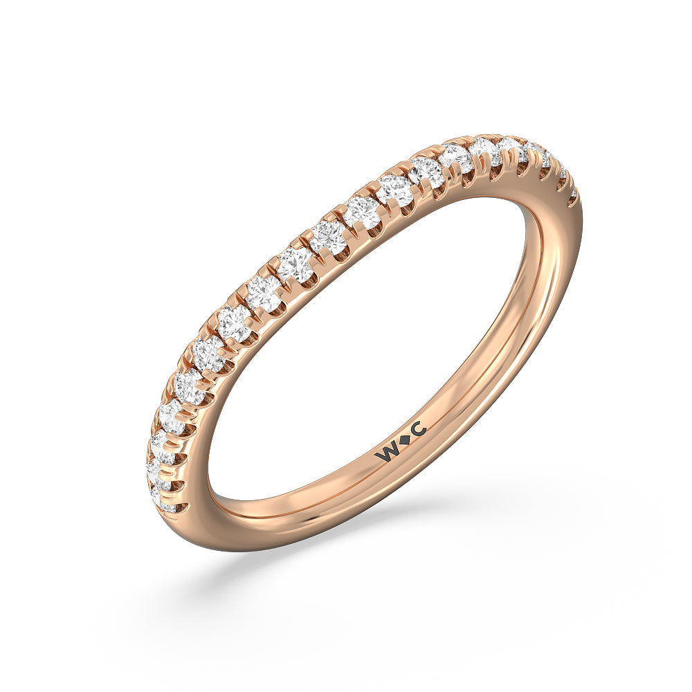 Scalloped Hidden Halo with Studded Gallery Diamond Wedding Band with 18KT Rose Gold Cut Diamond in 14KT Rose Gold view 4
