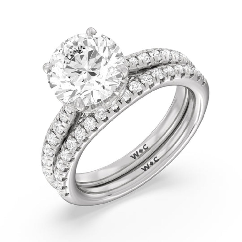 Scalloped Hidden Halo with Studded Gallery Engagement Ring with Cushion Cut Diamond in 14KT Rose Gold view 4
