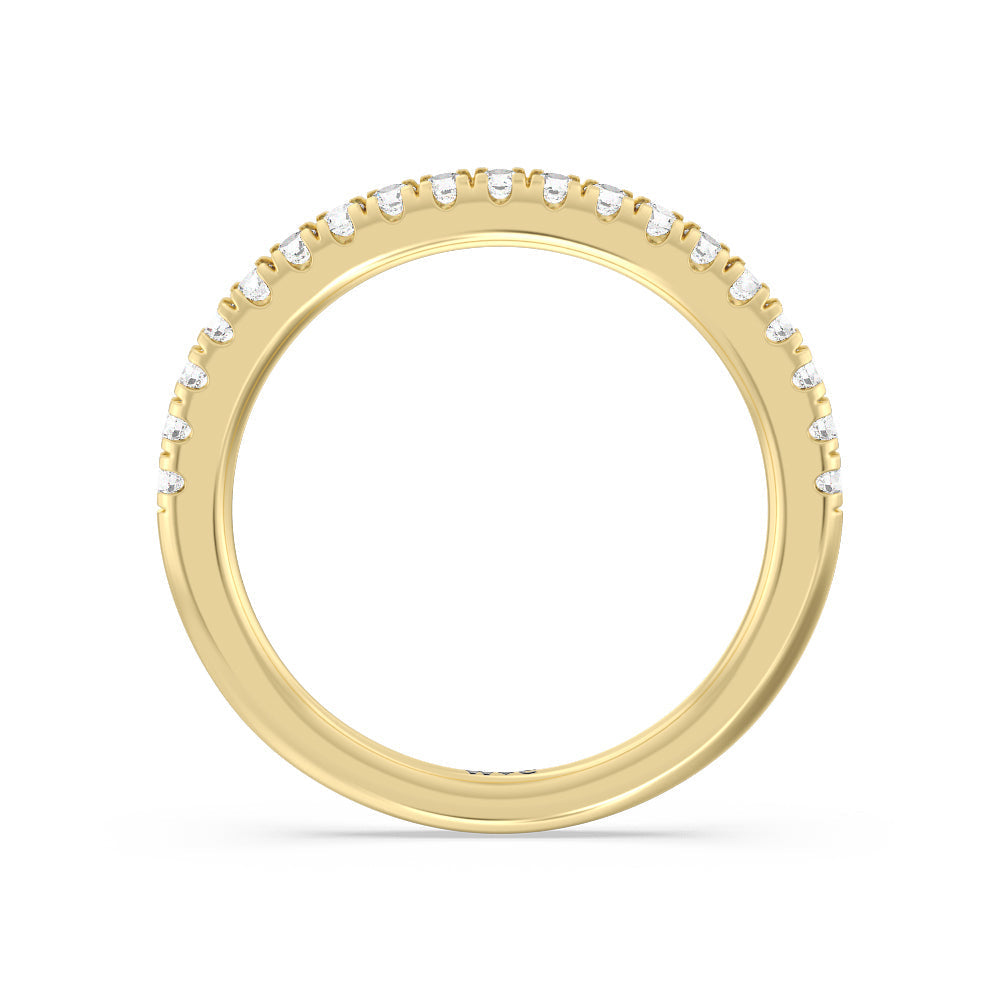 Scalloped Hidden Halo with Studded Gallery Diamond Wedding Band with 18KT Yellow Gold Cut Diamond in 14KT Yellow Gold view 2
