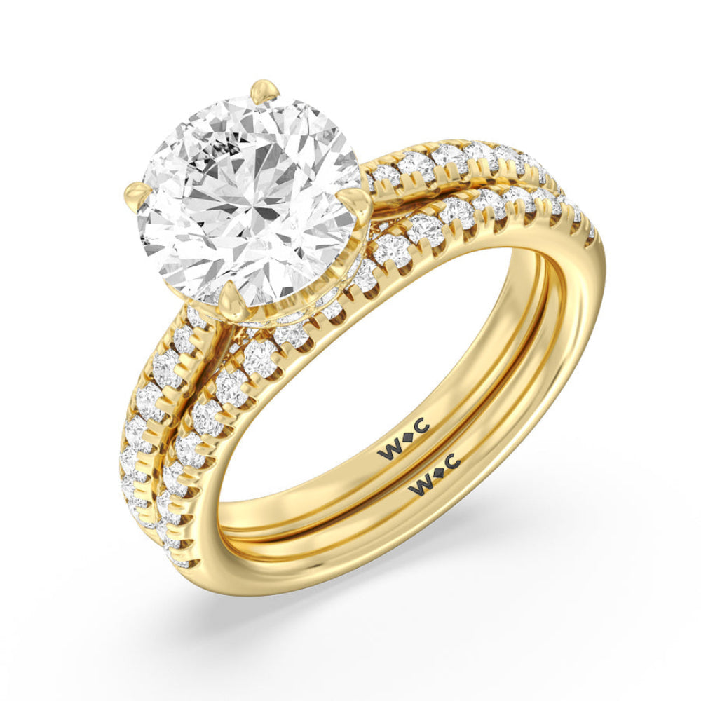 Scalloped Hidden Halo with Studded Gallery Engagement Ring with Cushion Cut Diamond in 14KT Rose Gold view 5
