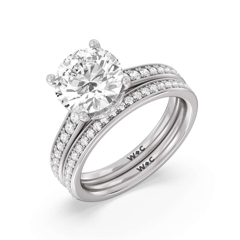 Tapering Scalloped Hidden Halo Engagement Ring with Oval Cut Diamond in 14KT Rose Gold view 4
