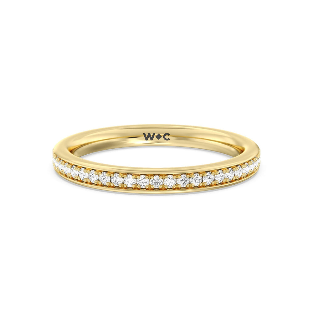 Tapering Scalloped Hidden Halo Diamond Wedding Band with 18KT Yellow Gold Cut Diamond in 14KT Yellow Gold view 1
