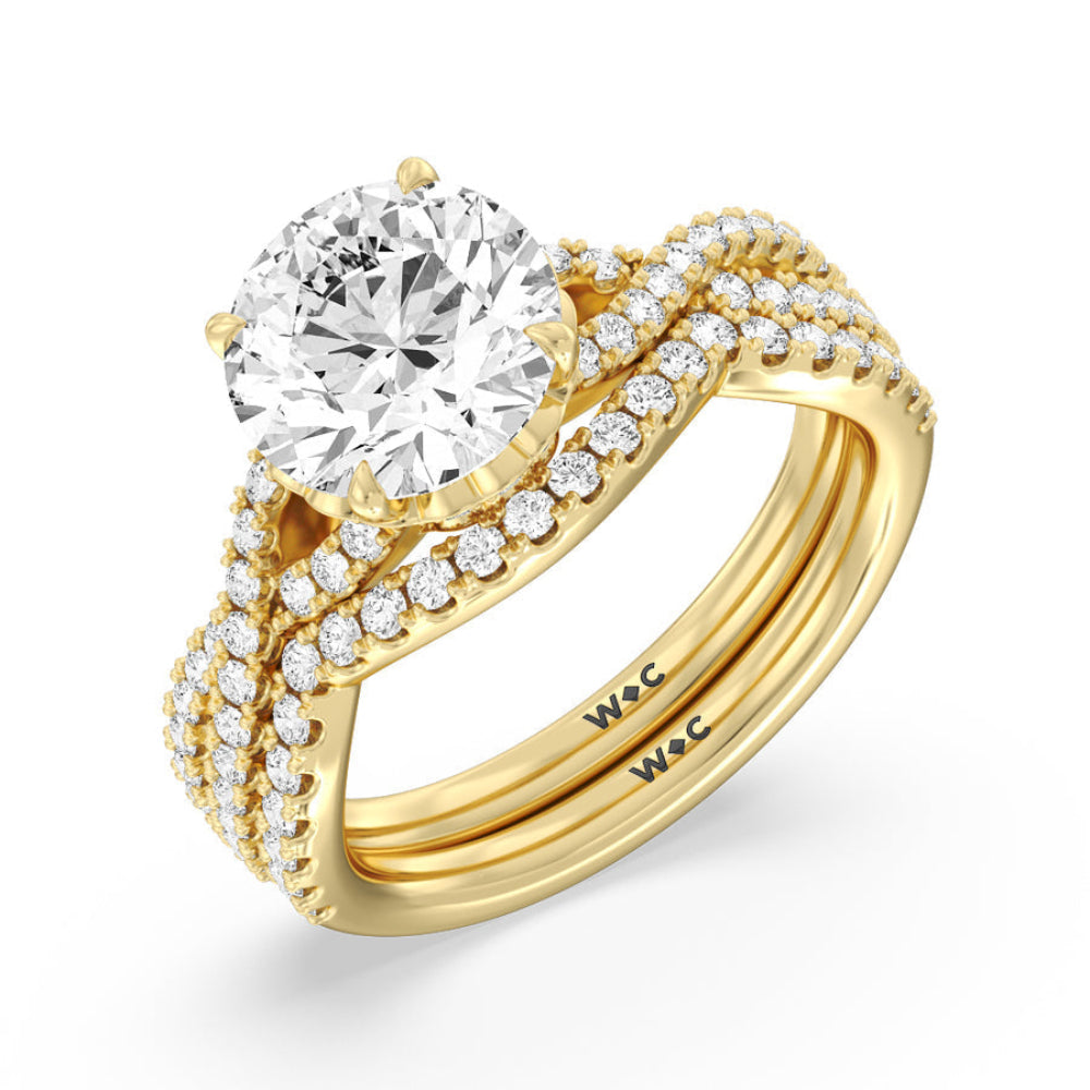 Twin Scalloped Hidden Halo Crossover Engagement Ring with Oval Cut Diamond in 14KT Rose Gold view 5
