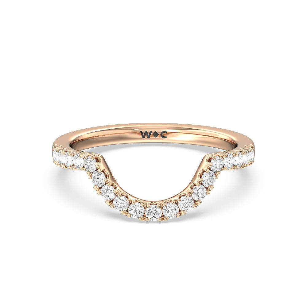 Scalloped Pear Hidden Halo Diamond Wedding Band with 18KT Rose Gold Cut Diamond in 14KT Rose Gold view 1
