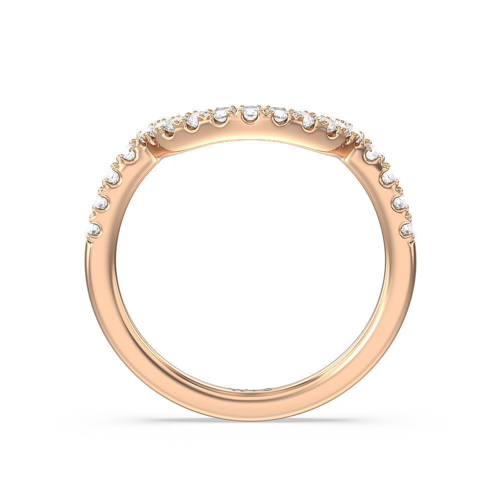 Scalloped Pear Hidden Halo Diamond Wedding Band with 18KT Rose Gold Cut Diamond in 14KT Rose Gold view 2
