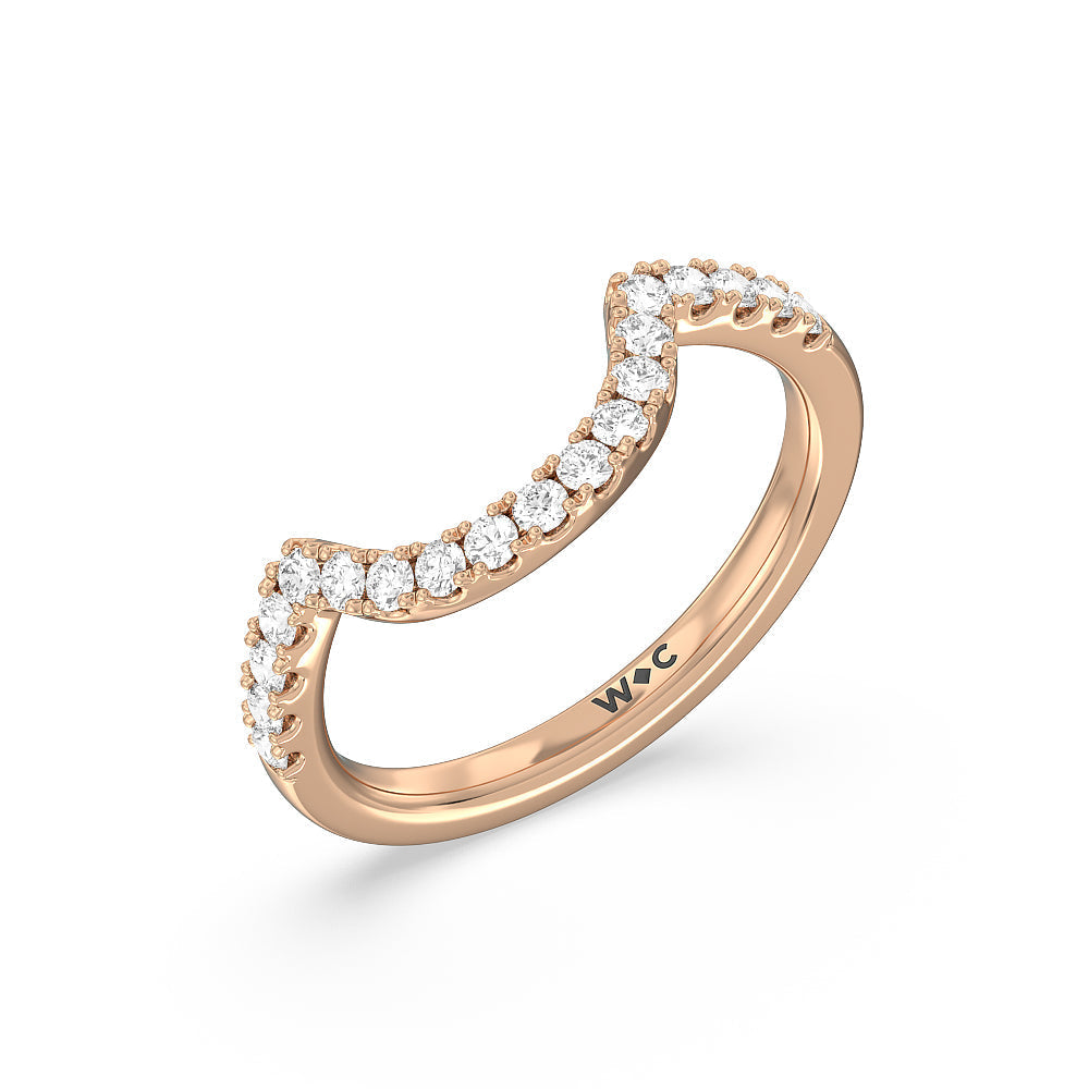 Scalloped Pear Hidden Halo Diamond Wedding Band with 18KT Rose Gold Cut Diamond in 14KT Rose Gold view 4
