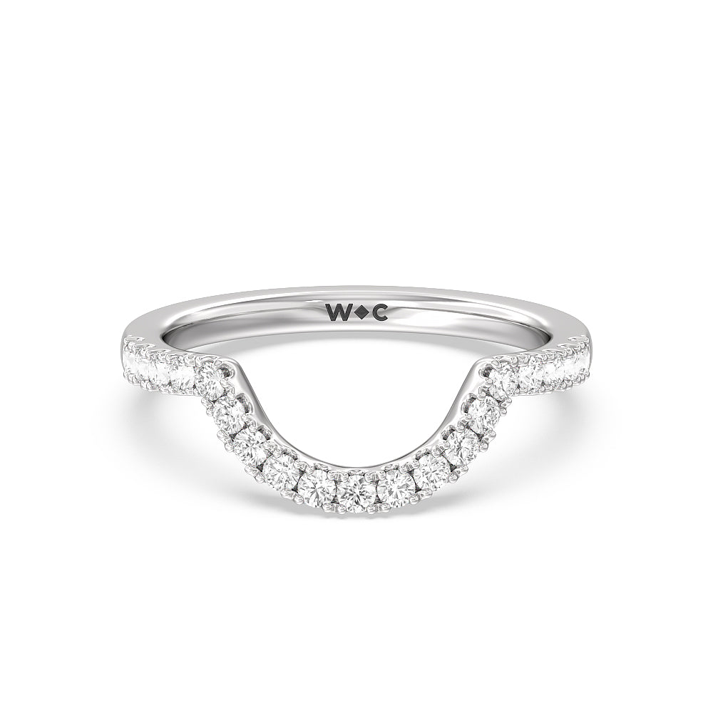 Scalloped Pear Hidden Halo Diamond Wedding Band with Platinum Cut Diamond in 14KT Platinum view 1
