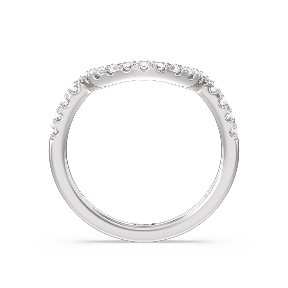 Scalloped Pear Hidden Halo Diamond Wedding Band with Platinum Cut Diamond in 14KT Platinum view 2
