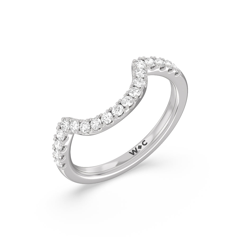 Scalloped Pear Hidden Halo Diamond Wedding Band with Platinum Cut Diamond in 14KT Platinum view 4
