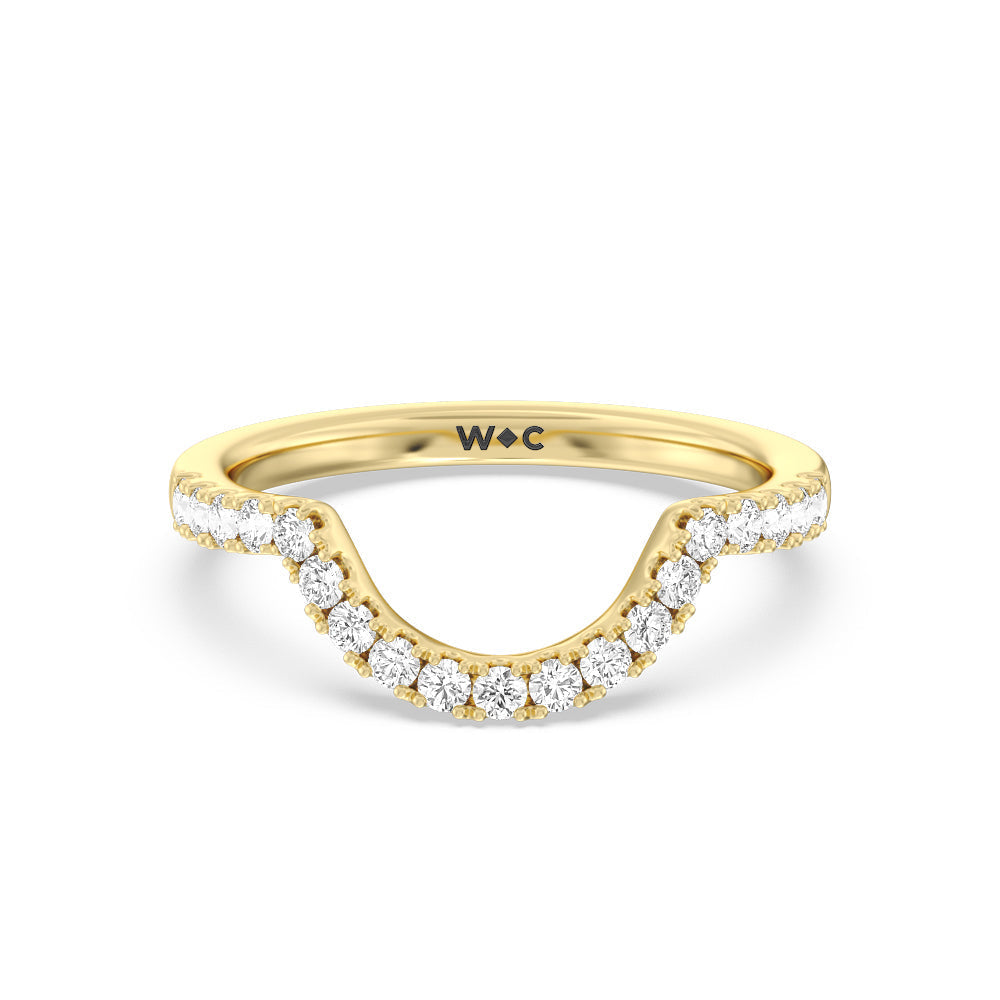 Scalloped Pear Hidden Halo Diamond Wedding Band with 18KT Yellow Gold Cut Diamond in 14KT Yellow Gold view 1
