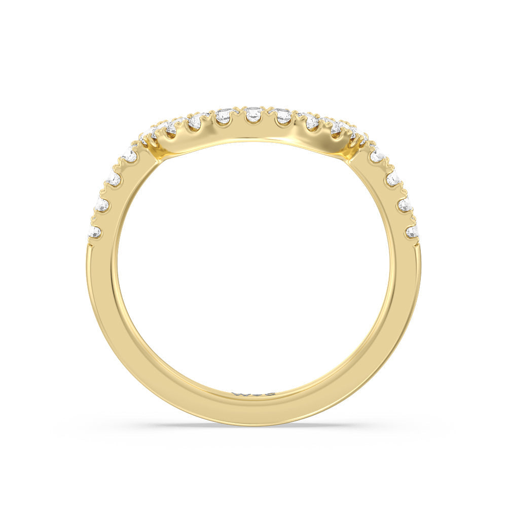 Scalloped Pear Hidden Halo Diamond Wedding Band with 18KT Yellow Gold Cut Diamond in 14KT Yellow Gold view 2
