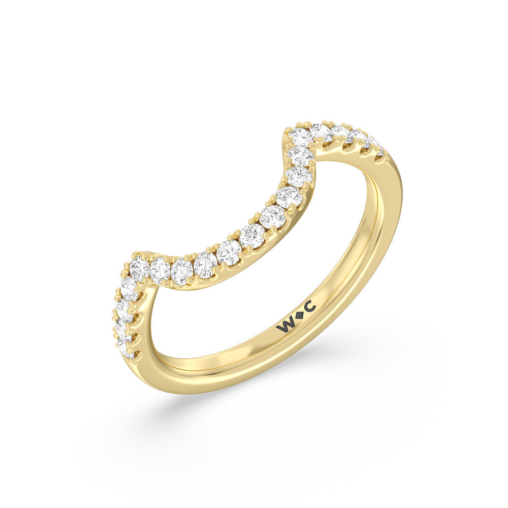 Scalloped Pear Hidden Halo Diamond Wedding Band with 18KT Yellow Gold Cut Diamond in 14KT Yellow Gold view 4
