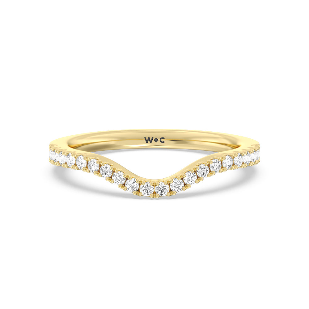 Halo And Scalloped Hidden Halo Cathedral Diamond Wedding Band with 18KT Yellow Gold Cut Diamond in 14KT Yellow Gold view 1
