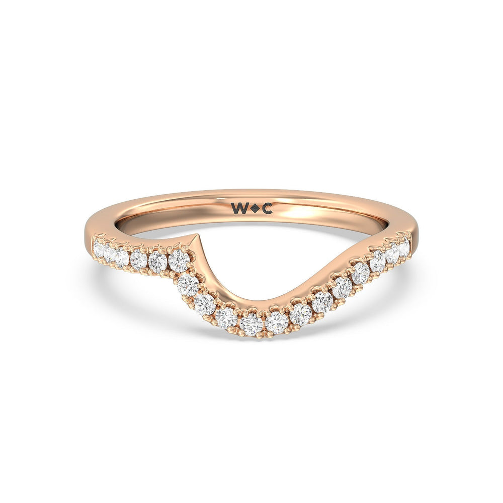 Ascending Pave Hidden Halo Diamond Wedding Band with 18KT Rose Gold Cut Diamond in 14KT Rose Gold view 1
