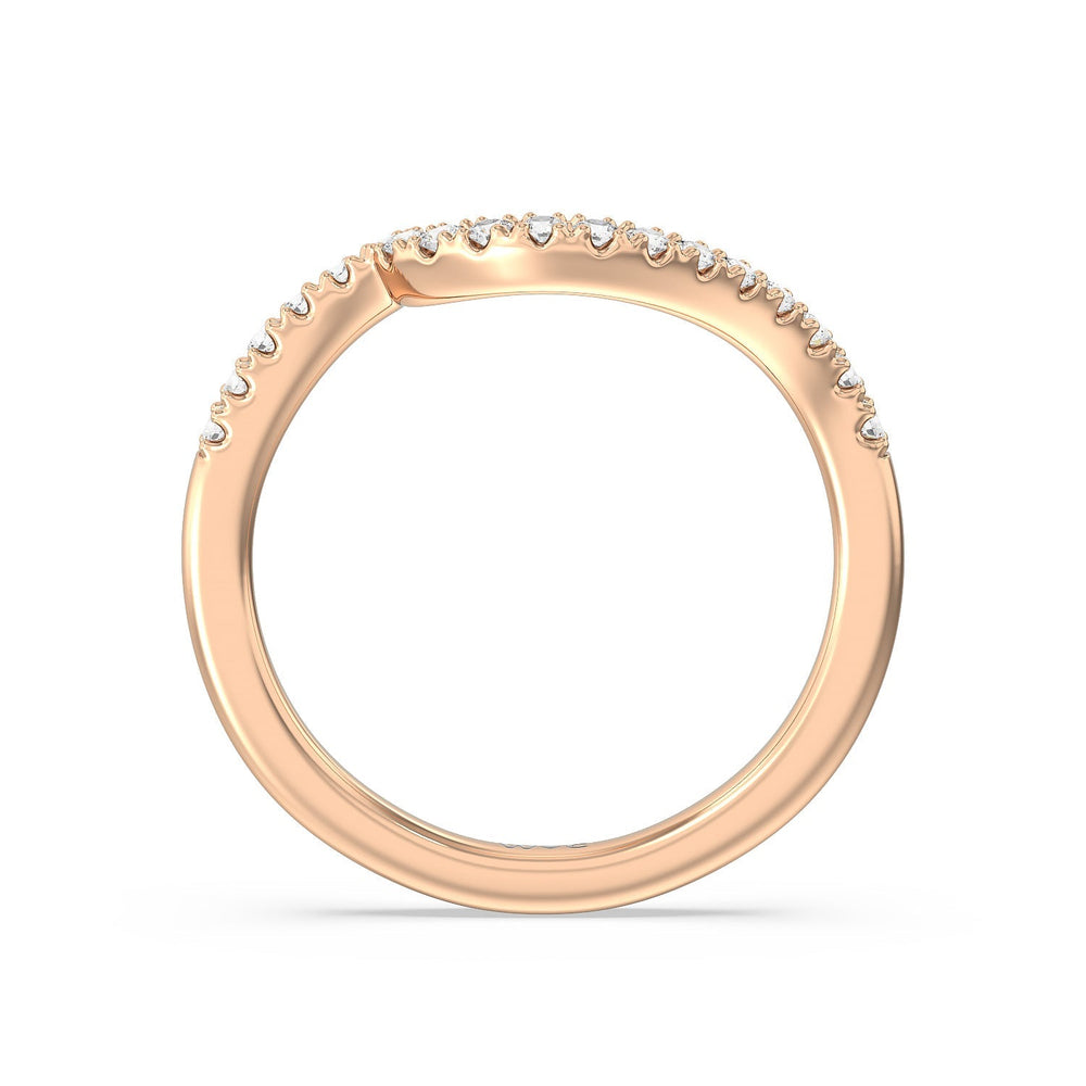 Ascending Pave Hidden Halo Diamond Wedding Band with 18KT Rose Gold Cut Diamond in 14KT Rose Gold view 2
