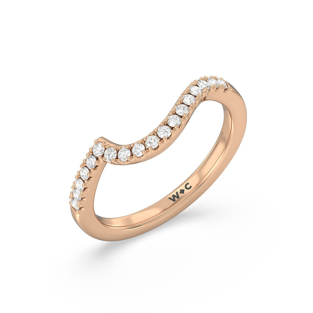 Ascending Pave Hidden Halo Diamond Wedding Band with 18KT Rose Gold Cut Diamond in 14KT Rose Gold view 4
