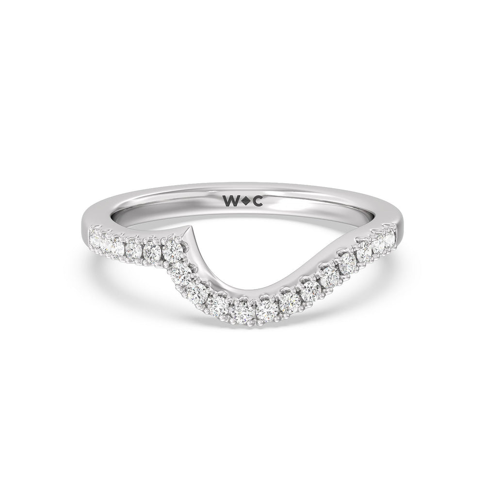 Ascending Pave Hidden Halo Diamond Wedding Band with Platinum Cut Diamond in 14KT Platinum view 1
