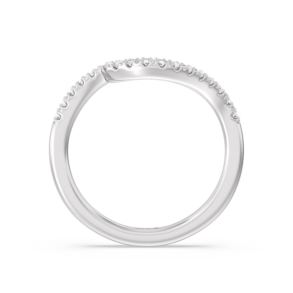 Ascending Pave Hidden Halo Diamond Wedding Band with Platinum Cut Diamond in 14KT Platinum view 2
