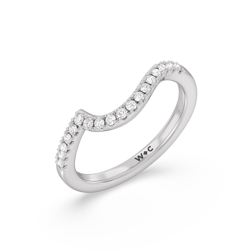 Ascending Pave Hidden Halo Diamond Wedding Band with Platinum Cut Diamond in 14KT Platinum view 4

