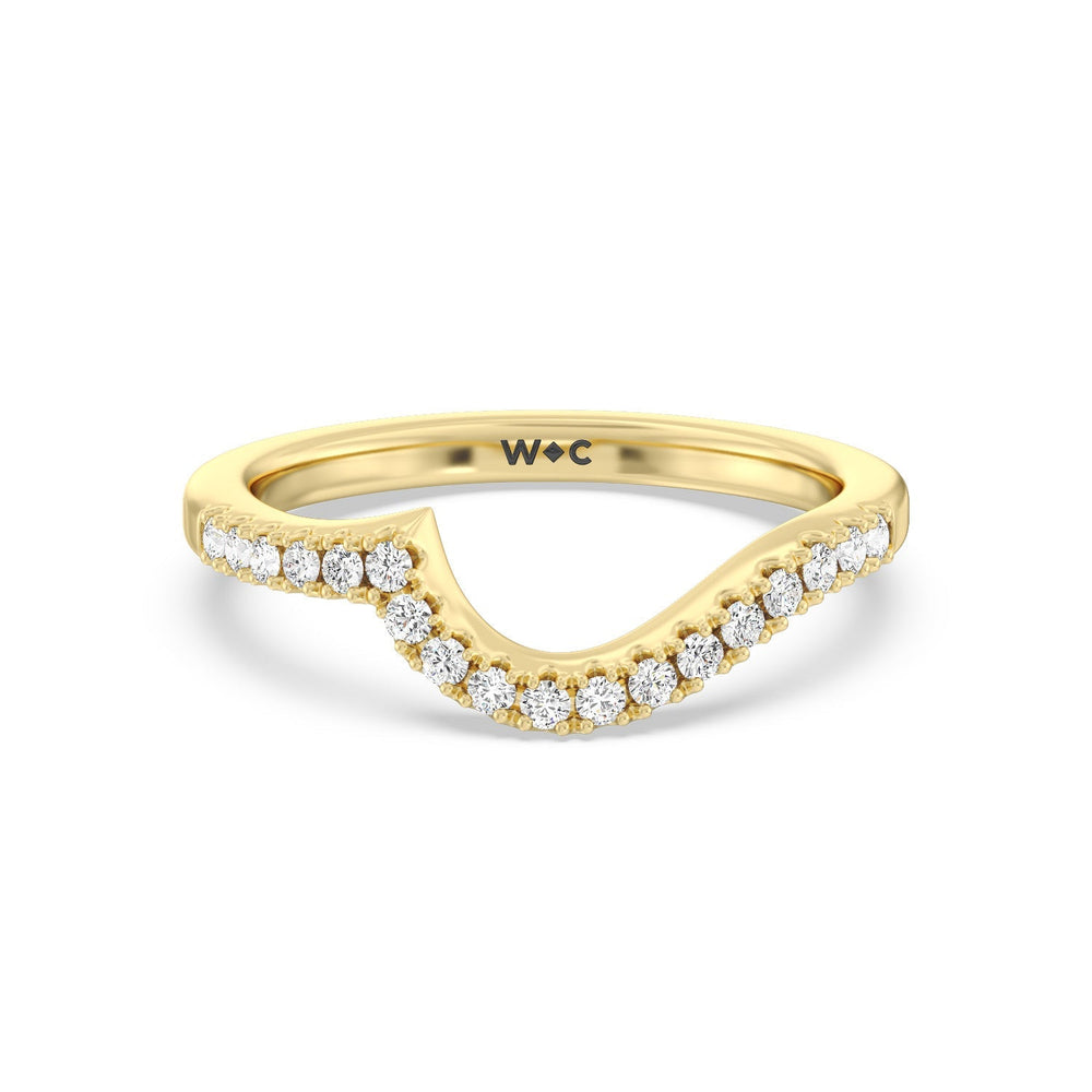 Ascending Pave Hidden Halo Diamond Wedding Band with 18KT Yellow Gold Cut Diamond in 14KT Yellow Gold view 1
