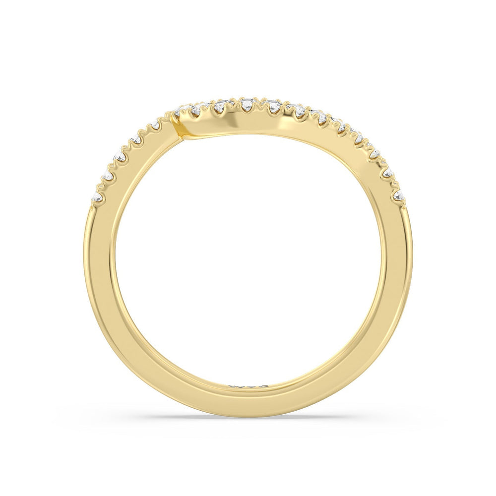 Ascending Pave Hidden Halo Diamond Wedding Band with 18KT Yellow Gold Cut Diamond in 14KT Yellow Gold view 2
