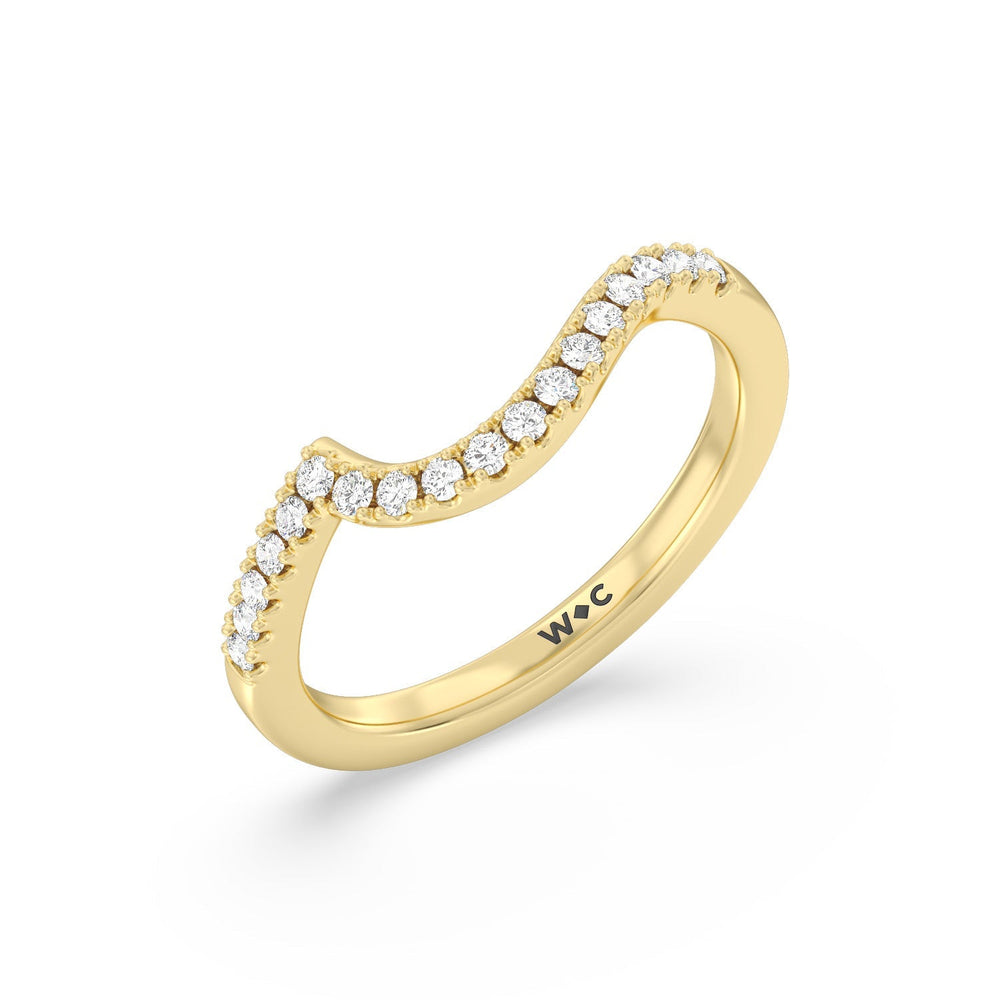 Ascending Pave Hidden Halo Diamond Wedding Band with 18KT Yellow Gold Cut Diamond in 14KT Yellow Gold view 4
