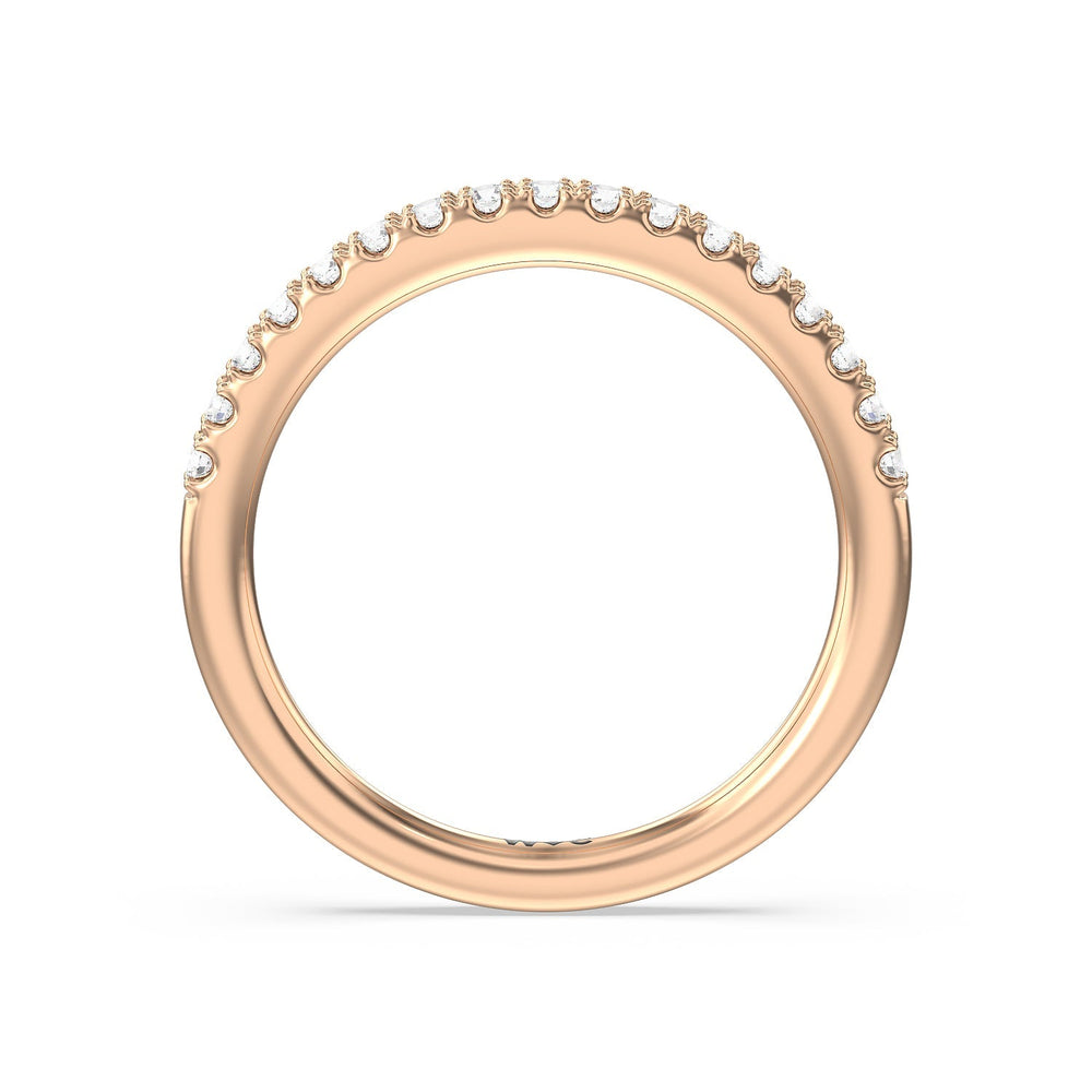 Double Row Pave Ascending Hidden Halo Diamond Wedding Band with 18KT Rose Gold Cut Diamond in 14KT Rose Gold view 2
