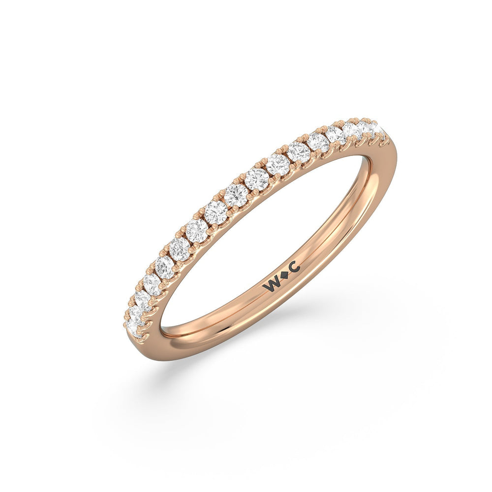 Double Row Pave Ascending Hidden Halo Diamond Wedding Band with 18KT Rose Gold Cut Diamond in 14KT Rose Gold view 4
