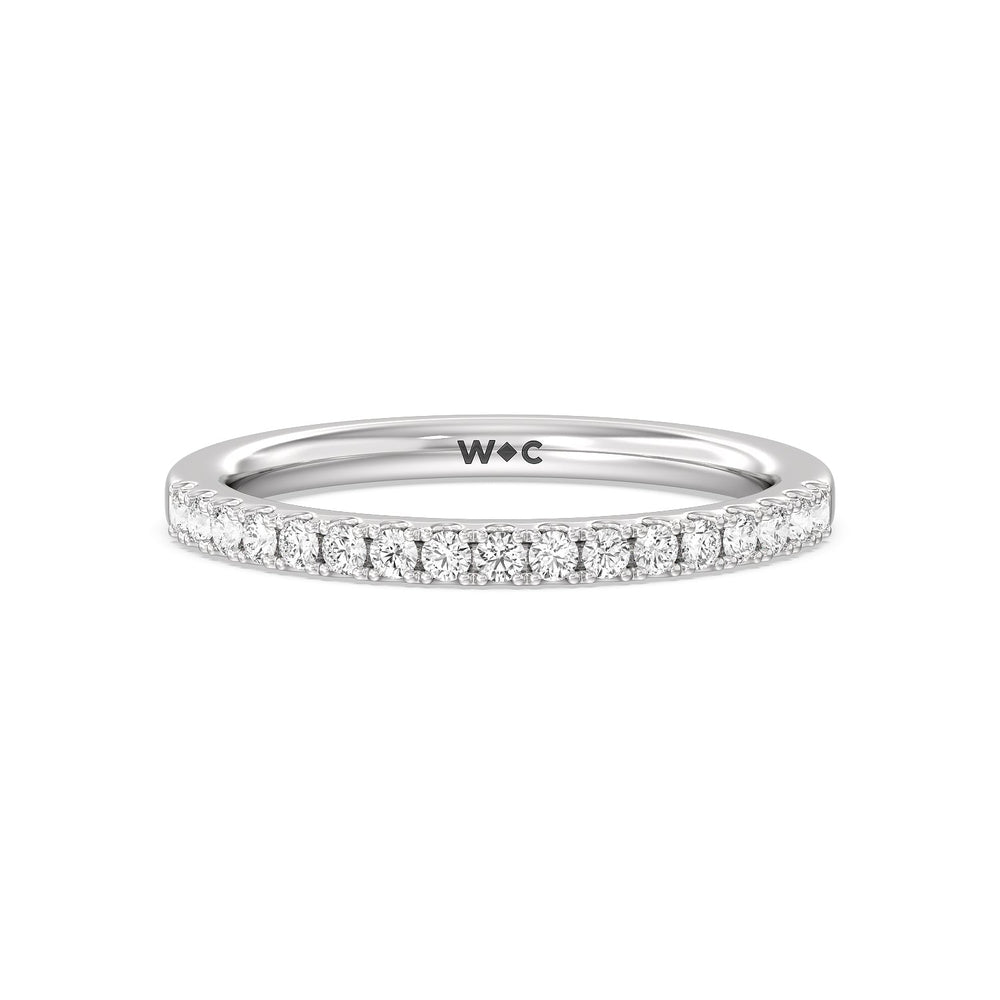 Double Row Pave Ascending Hidden Halo Diamond Wedding Band with Platinum Cut Diamond in 14KT Platinum view 1
