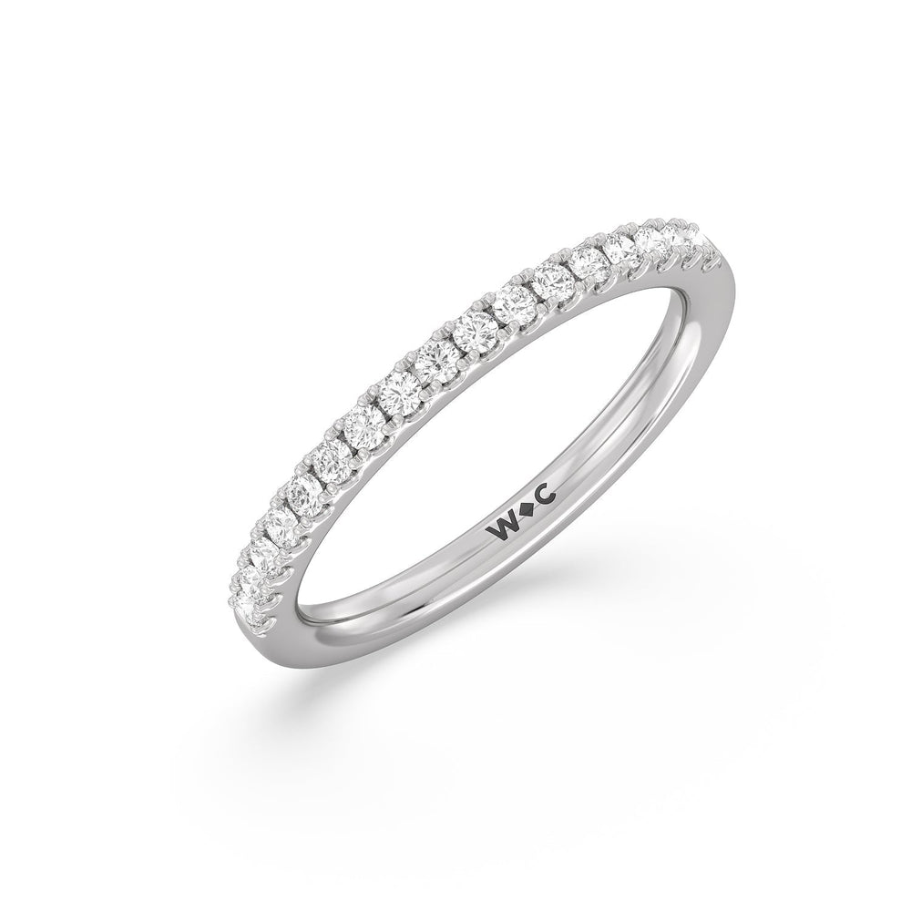 Double Row Pave Ascending Hidden Halo Diamond Wedding Band with Platinum Cut Diamond in 14KT Platinum view 4
