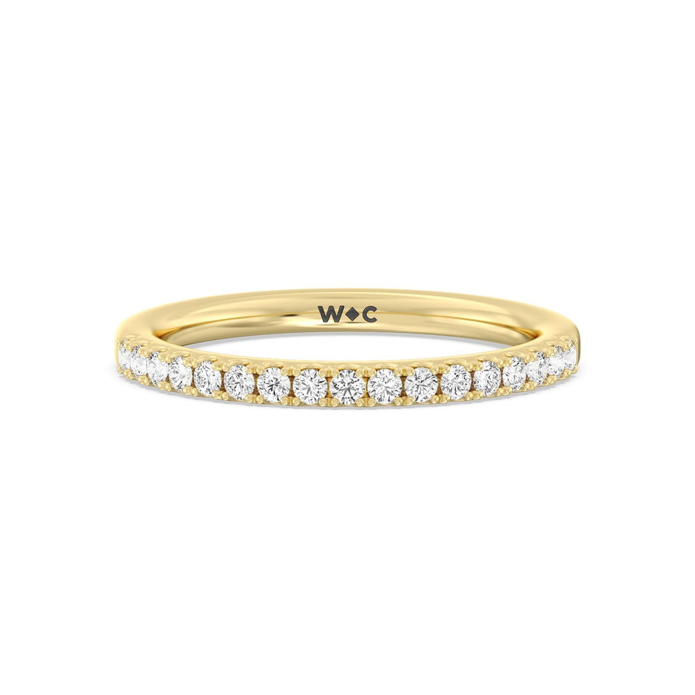 Double Row Pave Ascending Hidden Halo Diamond Wedding Band with 18KT Yellow Gold Cut Diamond in 14KT Yellow Gold view 1
