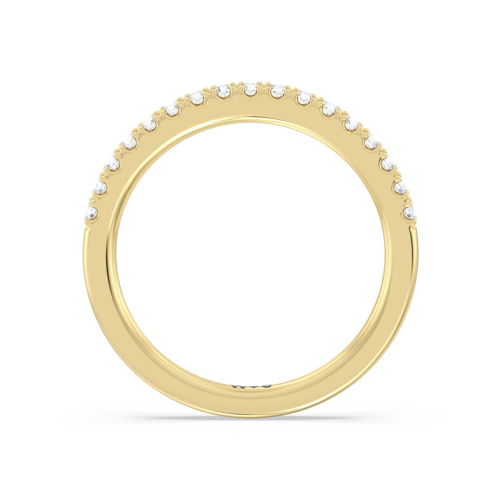 Double Row Pave Ascending Hidden Halo Diamond Wedding Band with 18KT Yellow Gold Cut Diamond in 14KT Yellow Gold view 2
