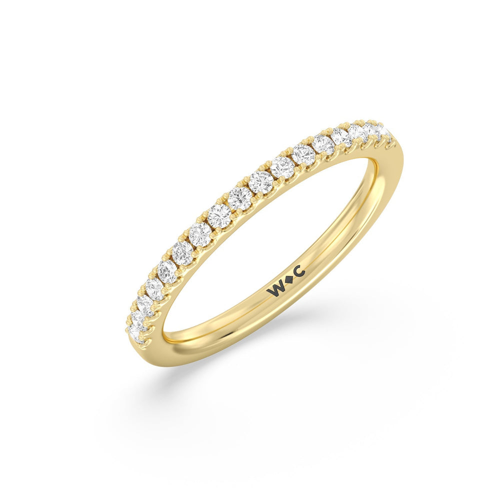 Double Row Pave Ascending Hidden Halo Diamond Wedding Band with 18KT Yellow Gold Cut Diamond in 14KT Yellow Gold view 4
