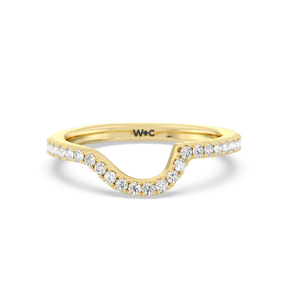 Ascending Wrap-Around Hidden Halo Diamond Wedding Band with 18KT Yellow Gold Cut Diamond in 14KT Yellow Gold view 1
