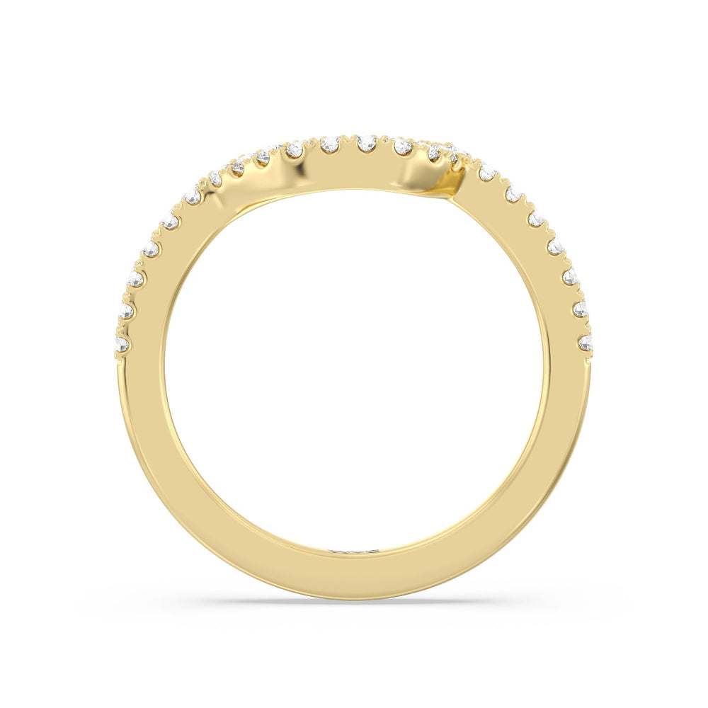Ascending Wrap-Around Hidden Halo Diamond Wedding Band with 18KT Yellow Gold Cut Diamond in 14KT Yellow Gold view 2
