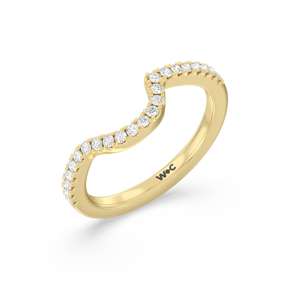 Ascending Wrap-Around Hidden Halo Diamond Wedding Band with 18KT Yellow Gold Cut Diamond in 14KT Yellow Gold view 4
