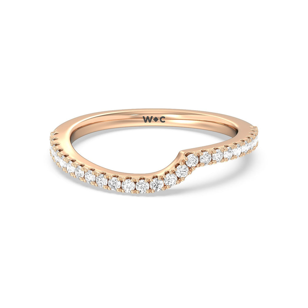 Ascending Gallery Studded Hidden Halo Diamond Wedding Band with 18KT Rose Gold Cut Diamond in 14KT Rose Gold view 1
