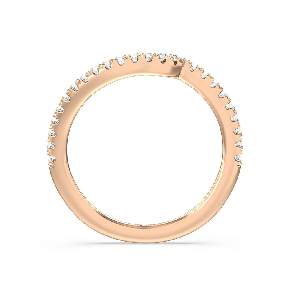 Ascending Gallery Studded Hidden Halo Diamond Wedding Band with 18KT Rose Gold Cut Diamond in 14KT Rose Gold view 2
