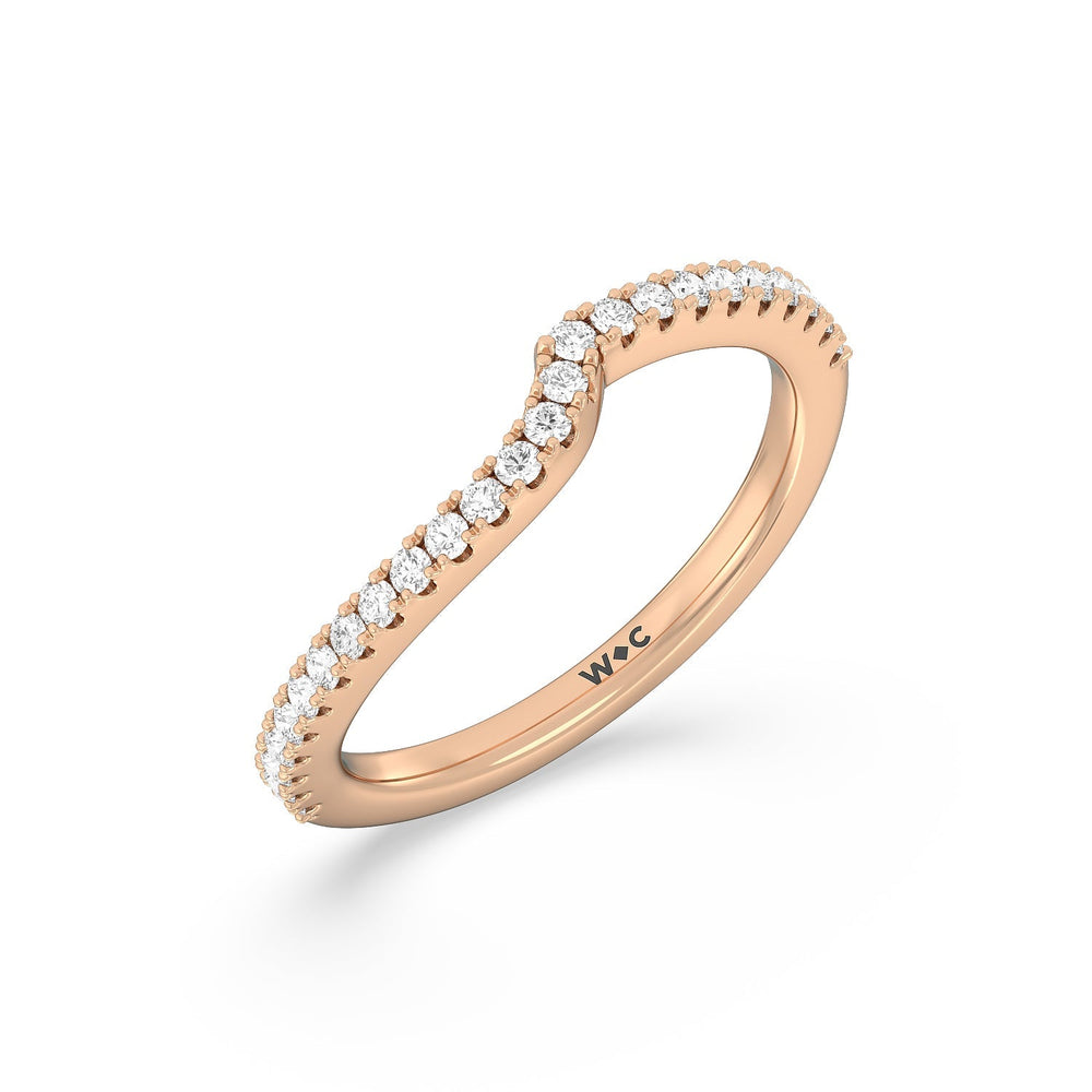 Ascending Gallery Studded Hidden Halo Diamond Wedding Band with 18KT Rose Gold Cut Diamond in 14KT Rose Gold view 4
