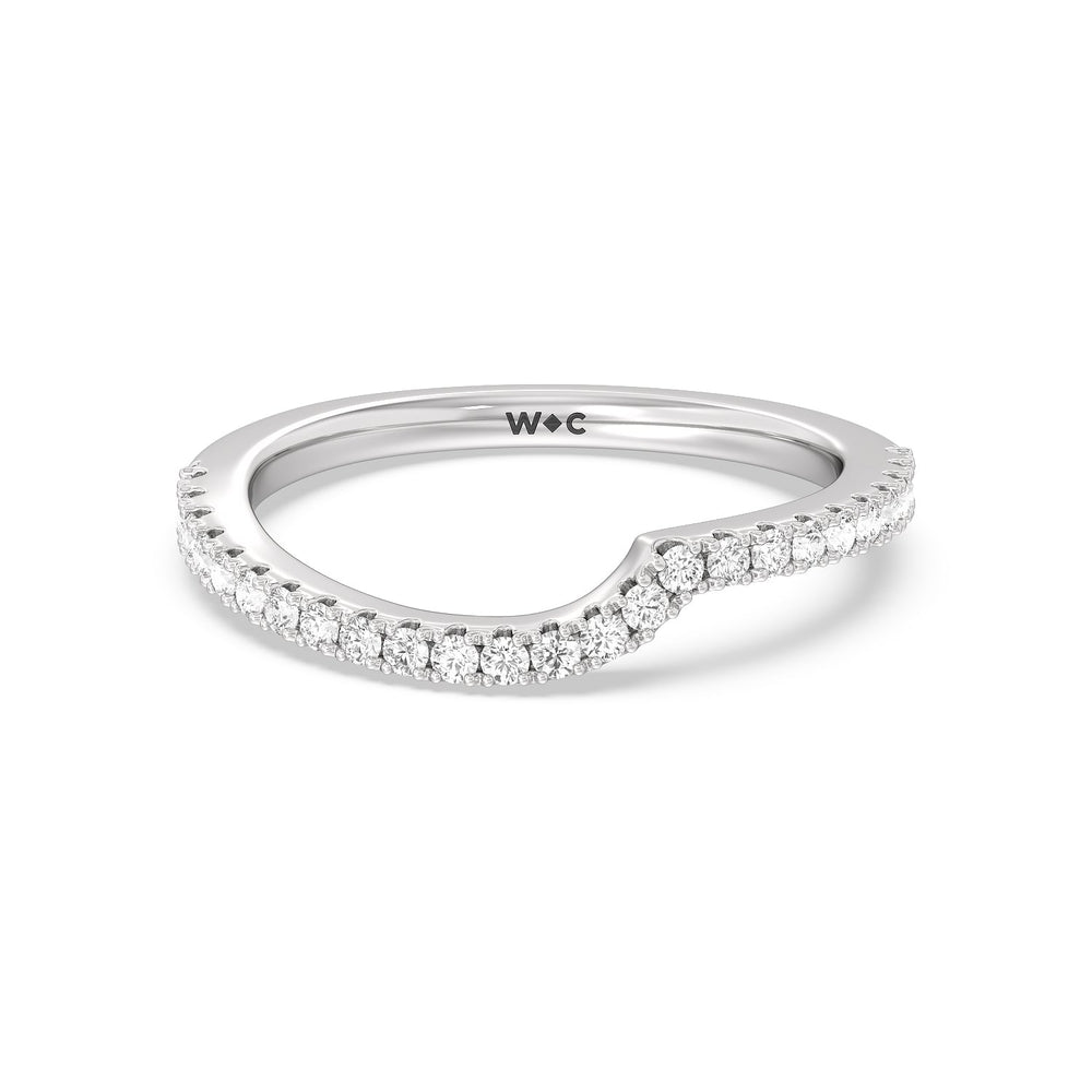 Ascending Gallery Studded Hidden Halo Diamond Wedding Band with Platinum Cut Diamond in 14KT Platinum view 1
