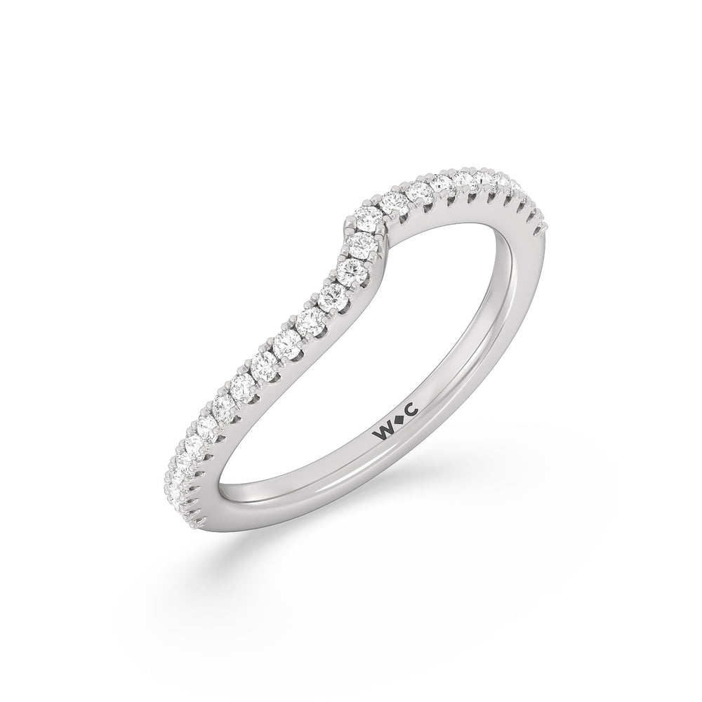 Ascending Gallery Studded Hidden Halo Diamond Wedding Band with Platinum Cut Diamond in 14KT Platinum view 4
