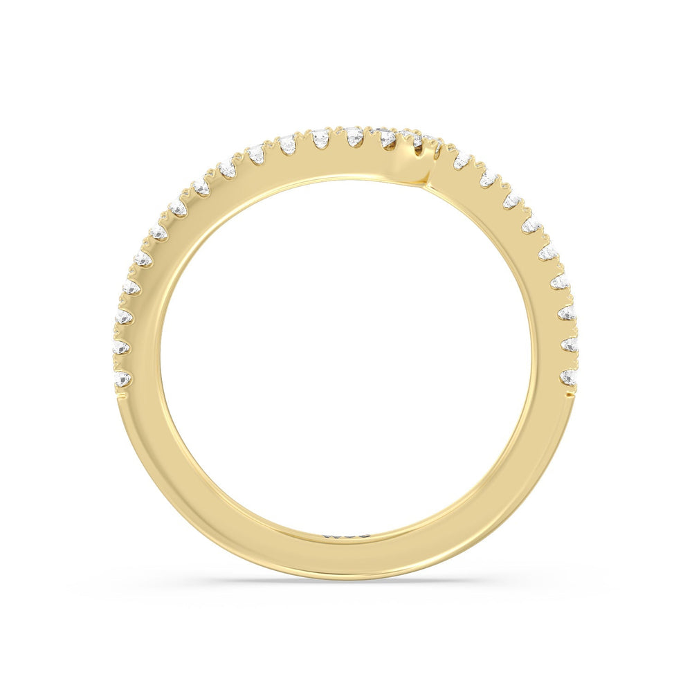 Ascending Gallery Studded Hidden Halo Diamond Wedding Band with 18KT Yellow Gold Cut Diamond in 14KT Yellow Gold view 2

