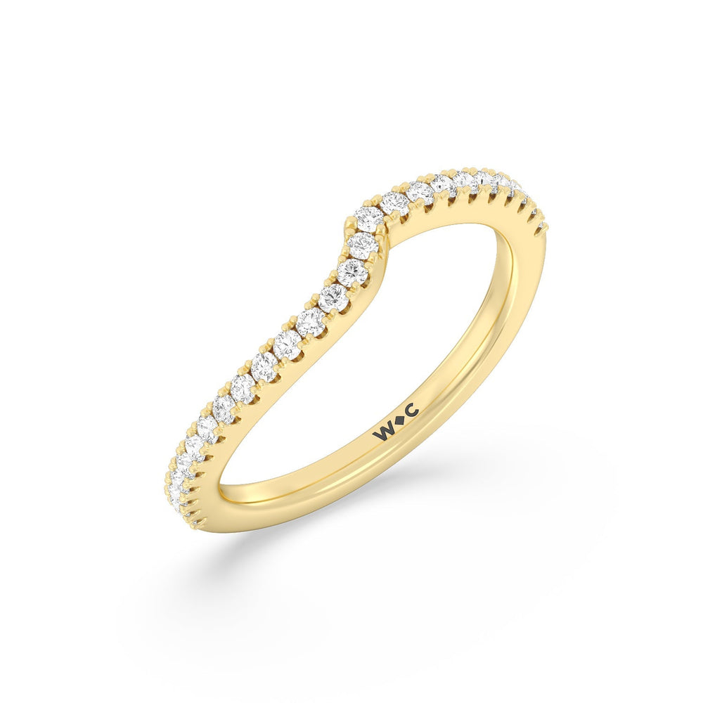 Ascending Gallery Studded Hidden Halo Diamond Wedding Band with 18KT Yellow Gold Cut Diamond in 14KT Yellow Gold view 4
